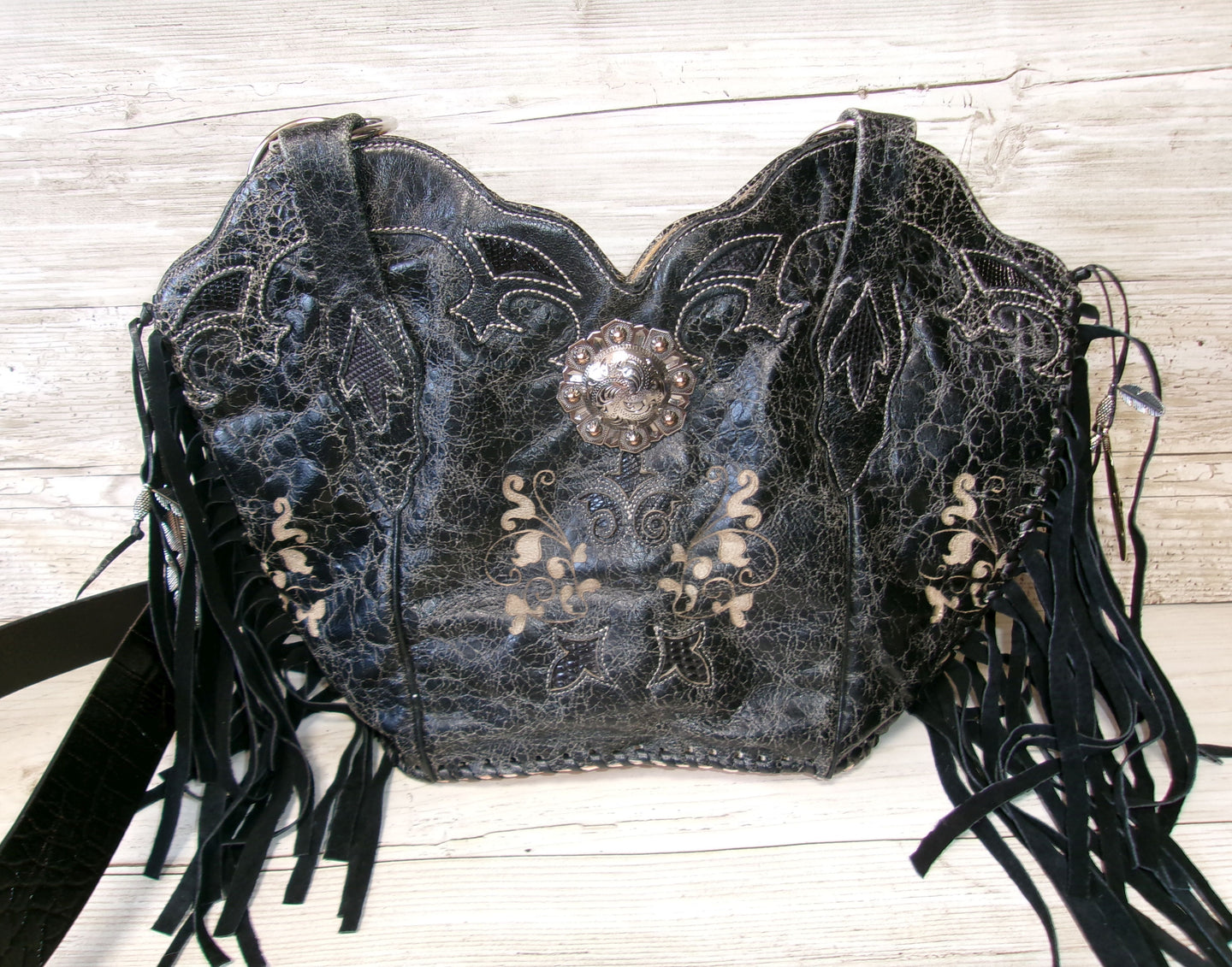 Double Cowboy Boot Purse with Fringe DB358